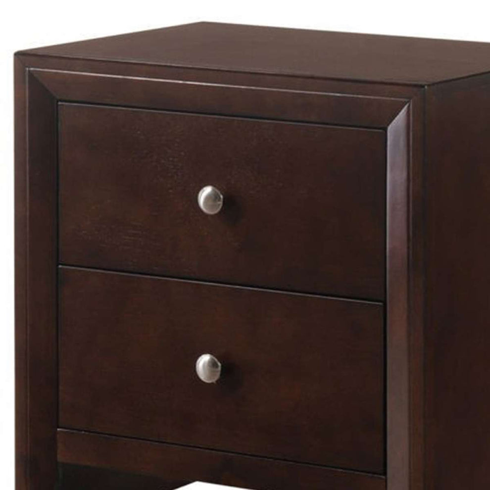Grained Wooden Nightstand With 2 Drawers And Sled Base, Cherry Brown - Bm215227 By Benzara | Nightstands |  Modishstore  - 3