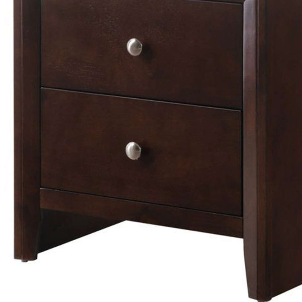 Grained Wooden Nightstand With 2 Drawers And Sled Base, Cherry Brown - Bm215227 By Benzara | Nightstands |  Modishstore  - 4