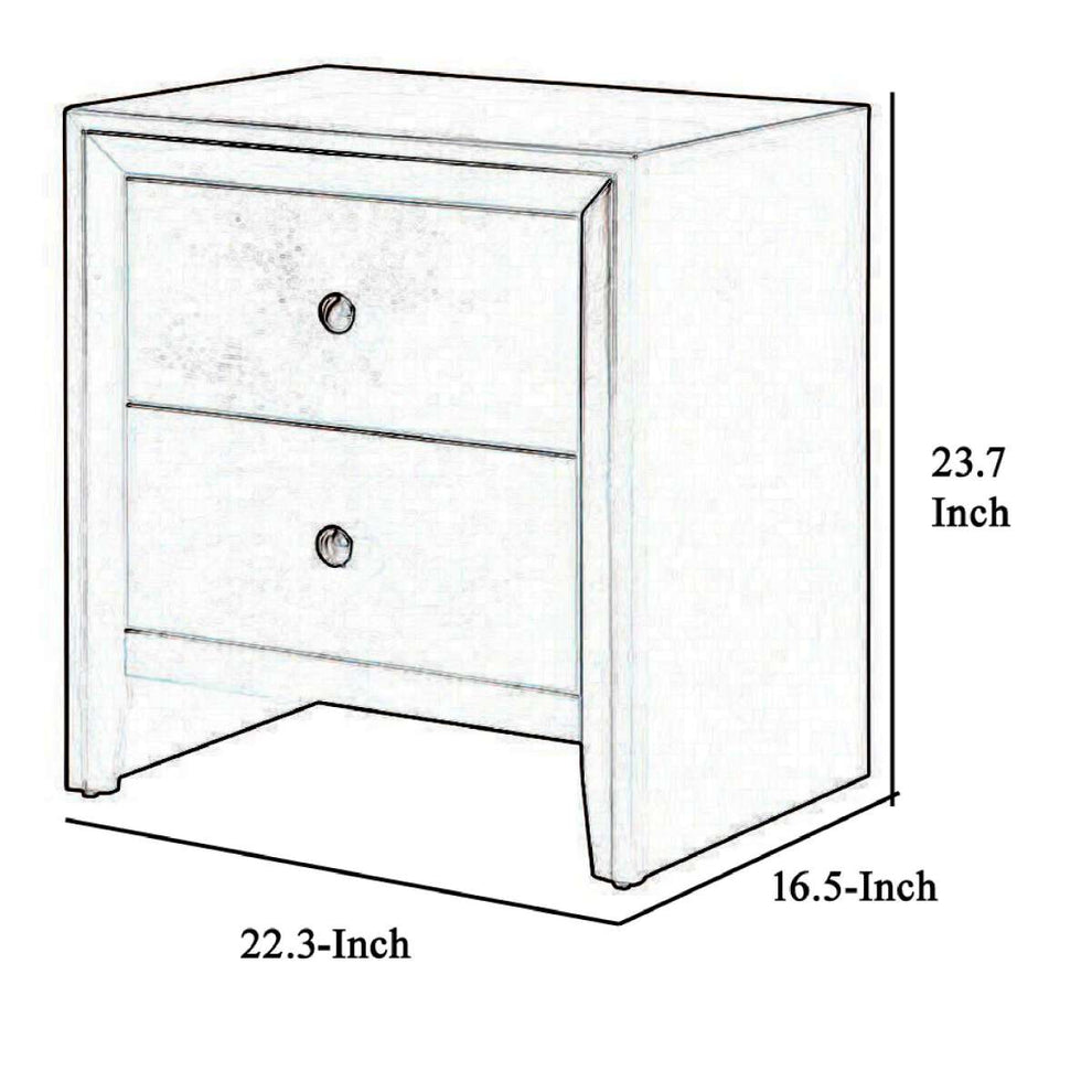 Grained Wooden Nightstand With 2 Drawers And Sled Base, Cherry Brown - Bm215227 By Benzara | Nightstands |  Modishstore  - 5