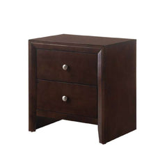 Grained Wooden Nightstand With 2 Drawers And Sled Base, Cherry Brown - Bm215227 By Benzara