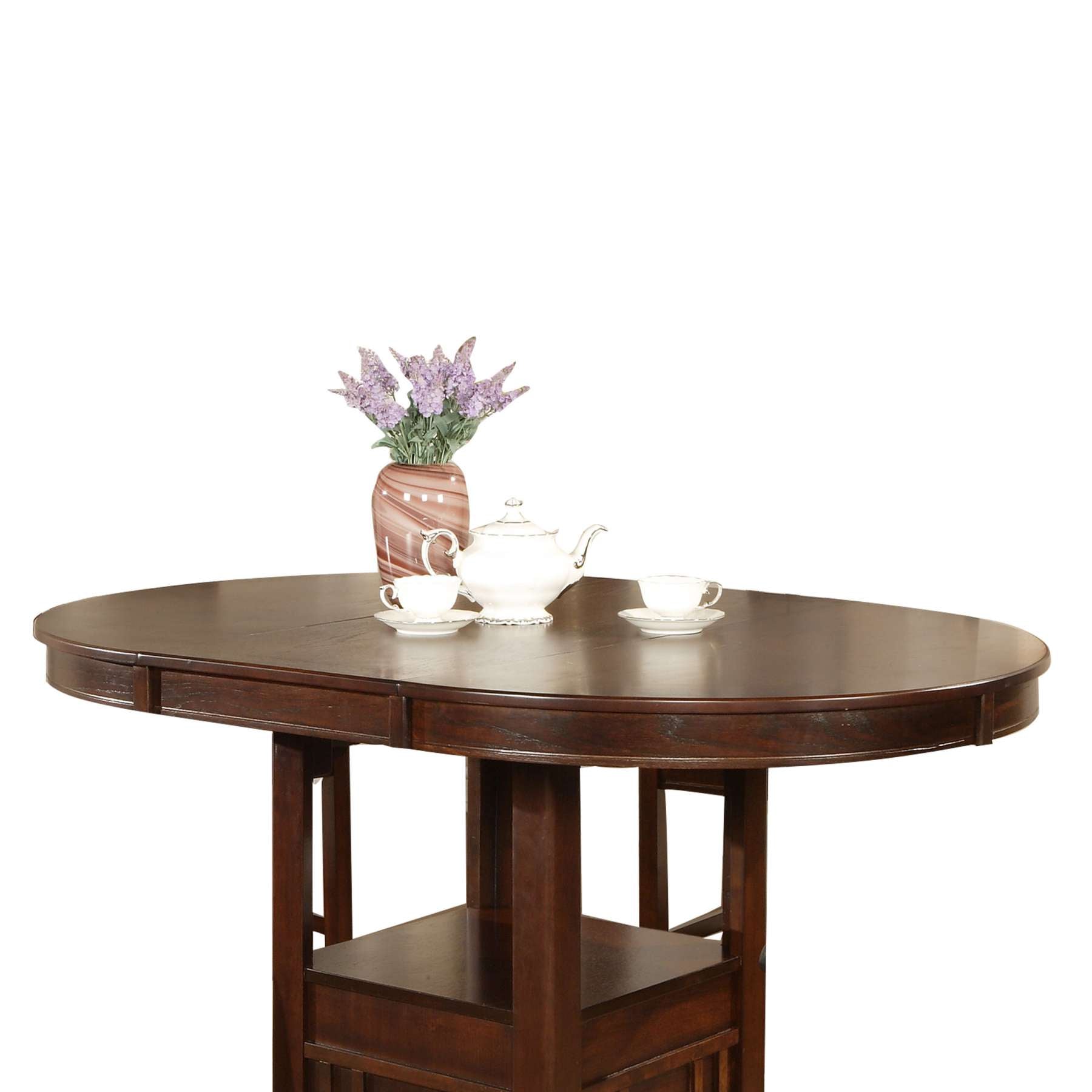 Extendable Round Wooden Counter Height Table With Open Bottom Shelf, Gray By Benzara | Bar Tables |  Modishstore  - 2