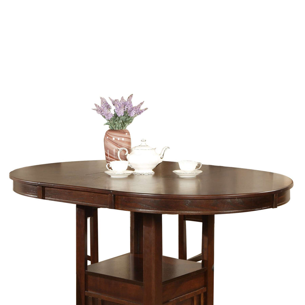 Extendable Round Wooden Counter Height Table With Open Bottom Shelf, Gray By Benzara | Bar Tables |  Modishstore  - 2