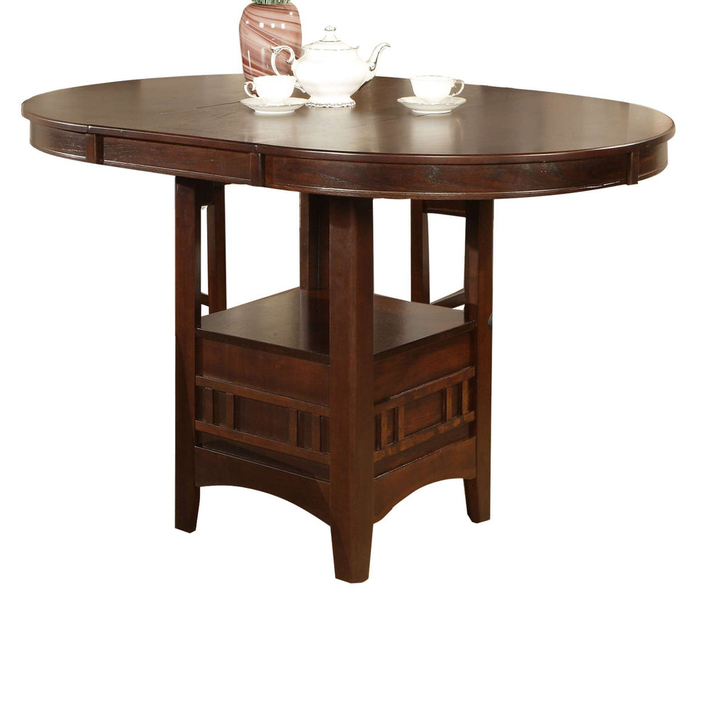 Extendable Round Wooden Counter Height Table With Open Bottom Shelf, Gray By Benzara | Bar Tables |  Modishstore  - 4