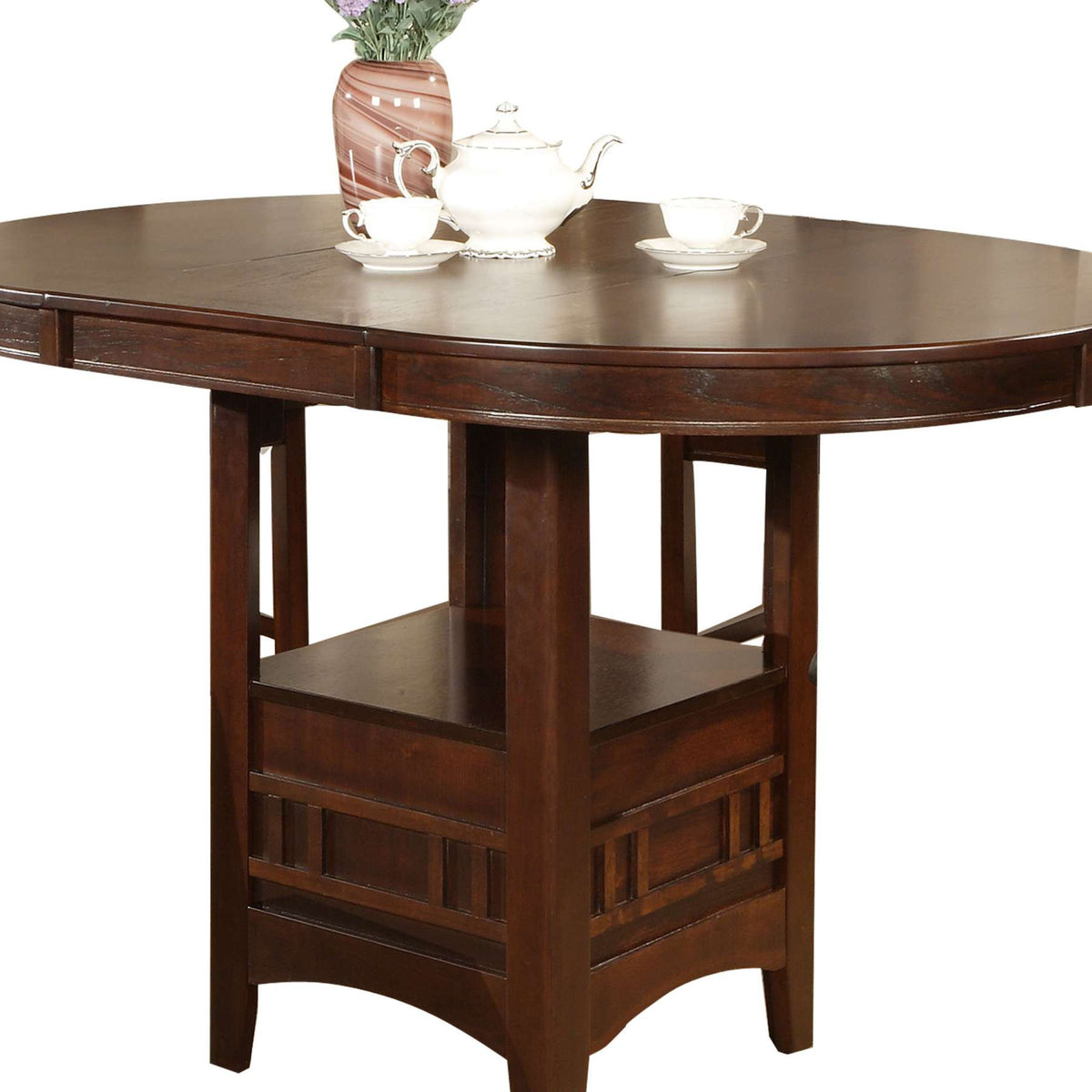 Extendable Round Wooden Counter Height Table With Open Bottom Shelf, Gray By Benzara | Bar Tables |  Modishstore 