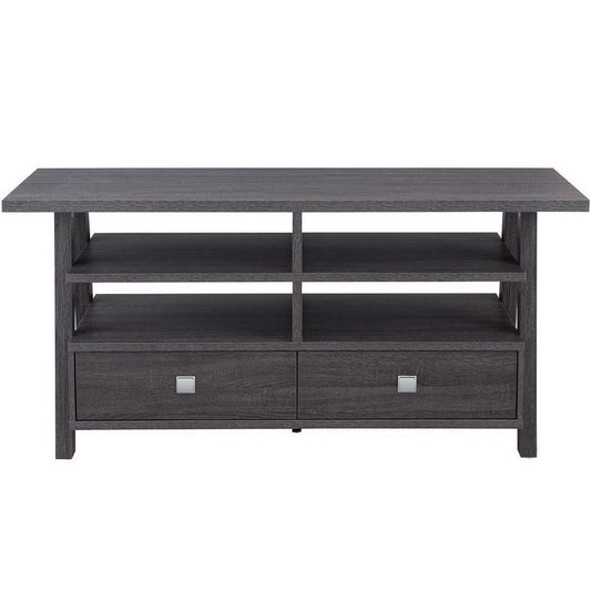 Transitional Wooden Tv Stand With 4 Open Shelves And 2 Drawers, Gray By Benzara | TV Stands |  Modishstore 
