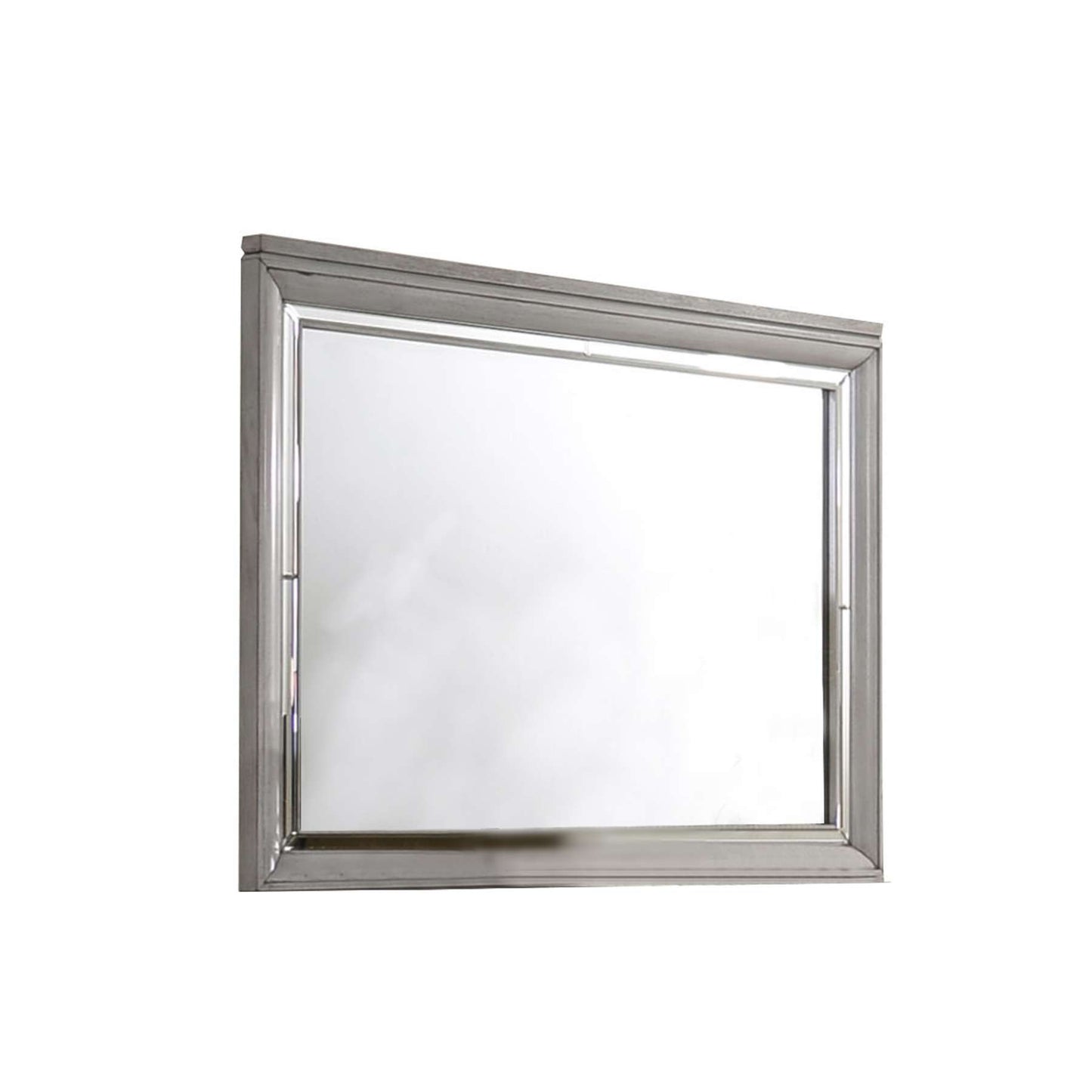 Contemporary Style Rectangular Wooden Mirror With Beveled Edge, Gray By Benzara | Mirrors |  Modishstore 