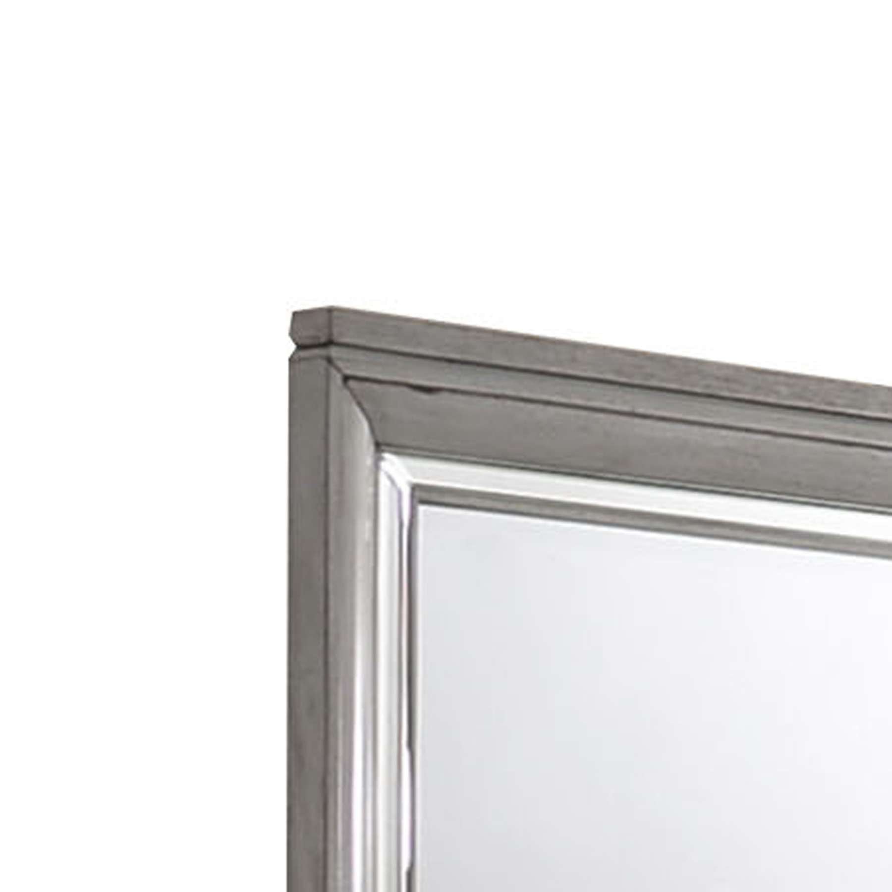 Contemporary Style Rectangular Wooden Mirror With Beveled Edge, Gray By Benzara | Mirrors |  Modishstore  - 5