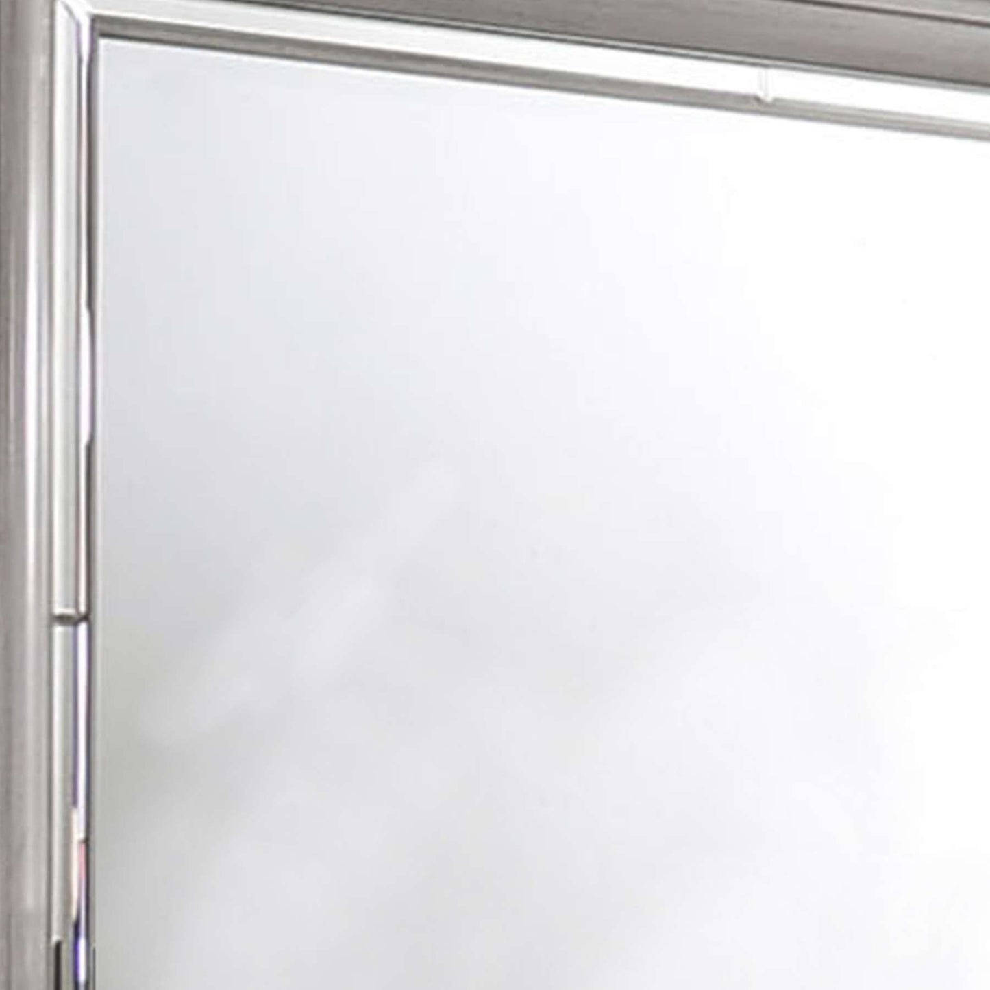 Contemporary Style Rectangular Wooden Mirror With Beveled Edge, Gray By Benzara | Mirrors |  Modishstore  - 4