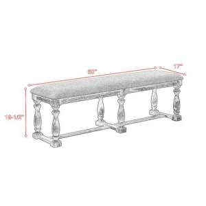 Farmhouse Style Bench With Padded Seating And Turned Pedestal Base, Gray By Benzara | Benches |  Modishstore  - 2