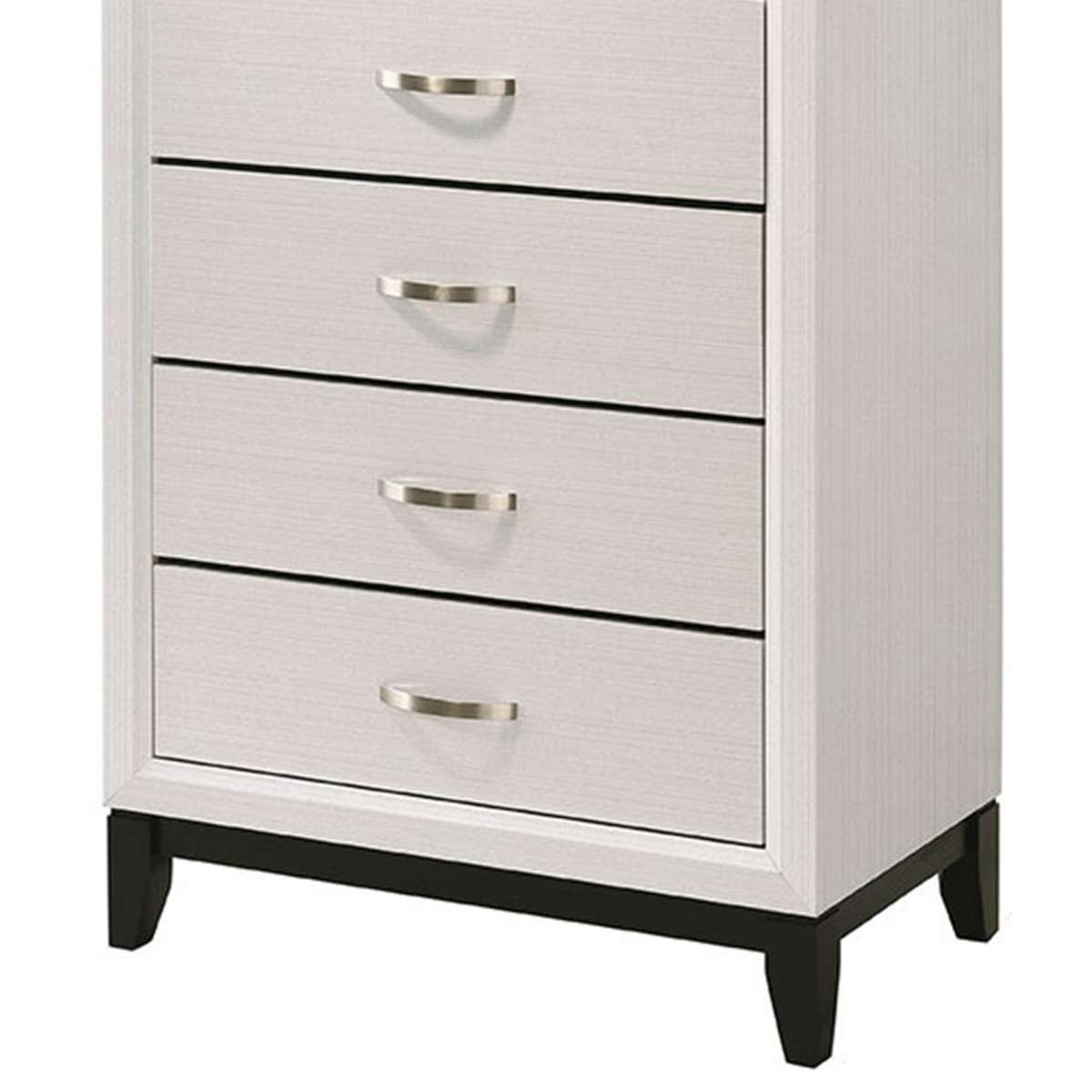 Transitional 5 Drawer Chest With Curved Handle And Chamfered Feet, White - Bm215345 By Benzara | Cabinets |  Modishstore  - 3