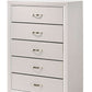 Transitional 5 Drawer Chest With Curved Handle And Chamfered Feet, White - Bm215345 By Benzara | Cabinets |  Modishstore  - 4