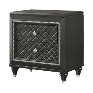 Wooden Two Drawer Nightstand With Carved Details And Knobs, Black By Benzara | Nightstands |  Modishstore  - 6