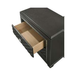 Wooden Two Drawer Nightstand With Carved Details And Knobs, Black By Benzara | Nightstands |  Modishstore  - 5