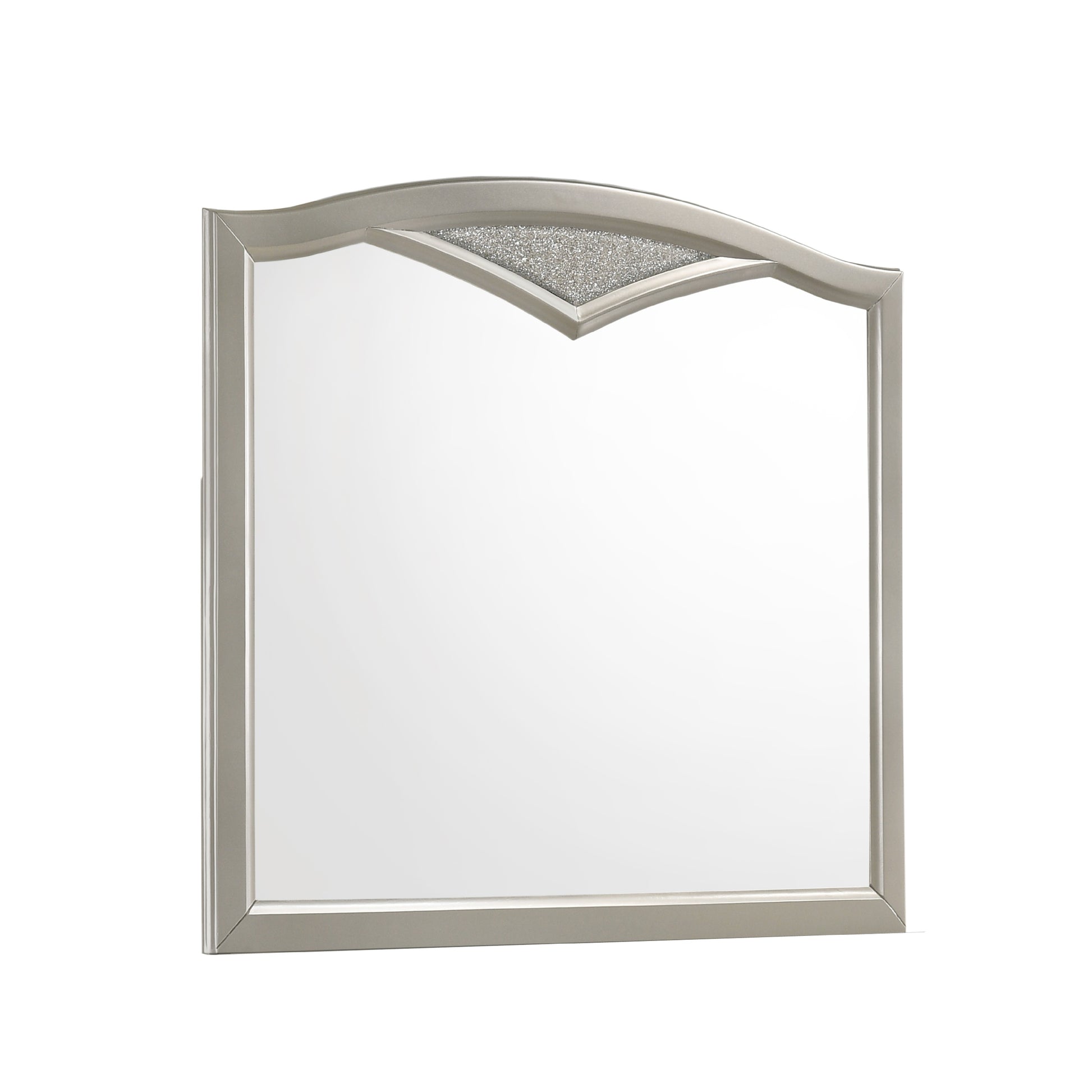 Camelback Dresser Top Beveled Mirror With Faux Diamond Inlay, Silver - Bm215416 By Benzara | Dressers |  Modishstore 