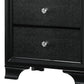 2 Drawer Wooden Nightstand With Textured Details And Crystal Pulls, Black - Bm215425 By Benzara | Nightstands | Modishstore - 5