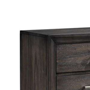 2 Drawer Wooden Nightstand With Metal Bar And Knob Pulls, Dark Brown By Benzara | Nightstands |  Modishstore  - 4