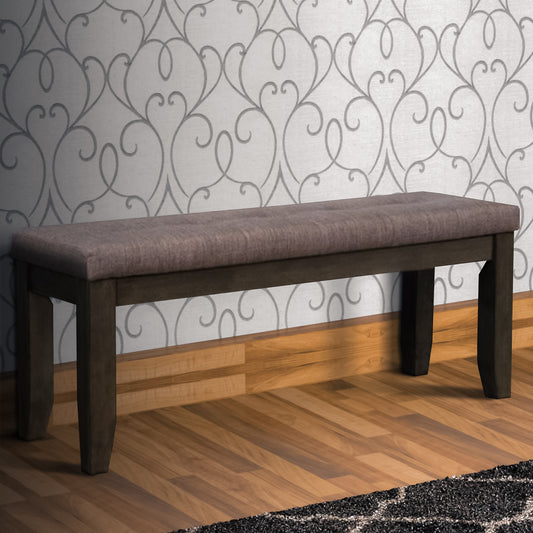 Two Tone Rectangular Bench With Fabric Upholstered Seat, Brown And Gray By Benzara | Benches |  Modishstore 