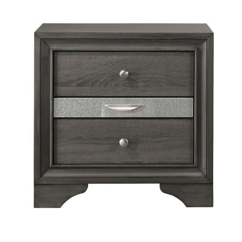 2 Drawer Nightstand With Faux Diamond Front Pull Out Tray, Brown By Benzara | Nightstands |  Modishstore 