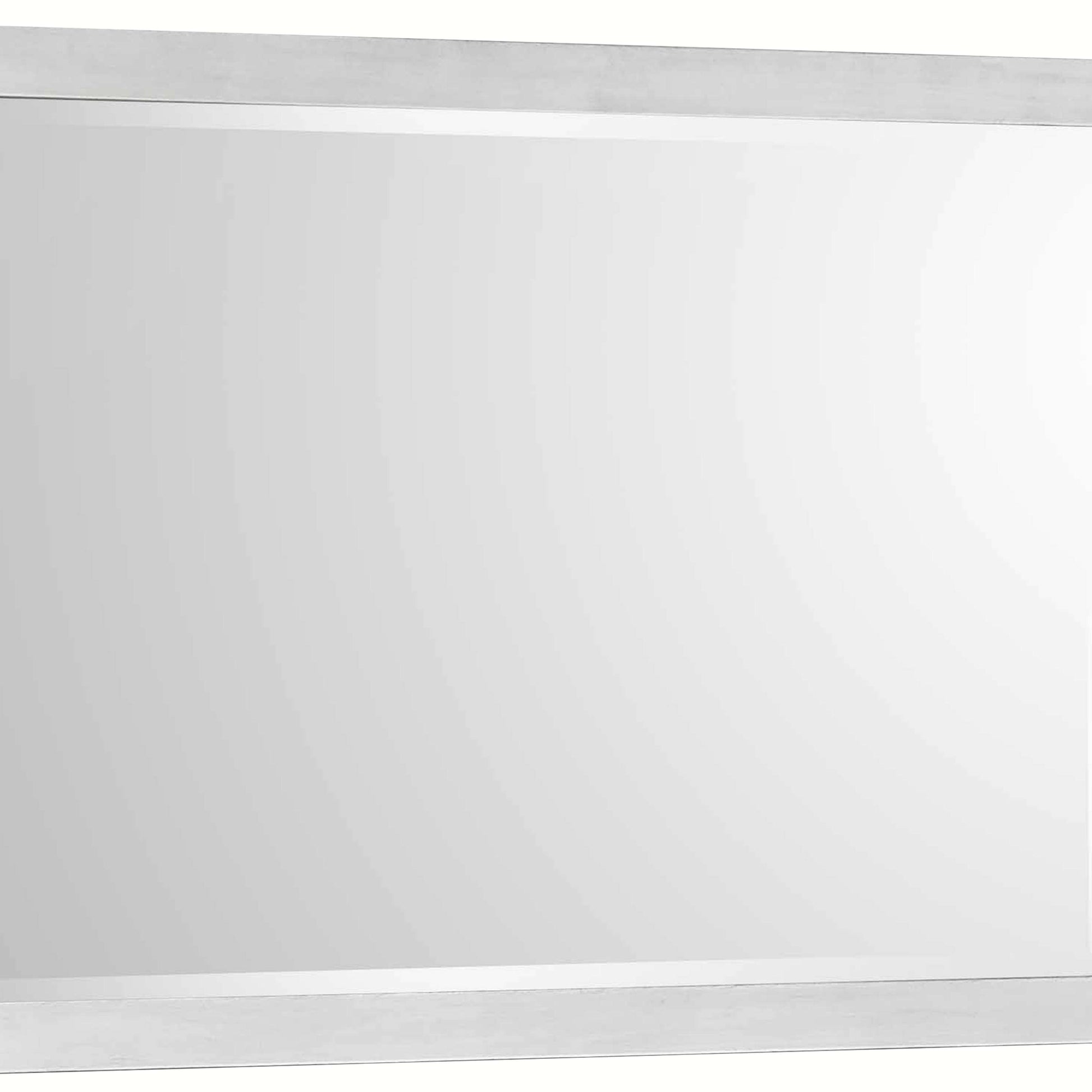 Rectangular Dresser Top Beveled Mirror With Wooden Frame, White And Silver By Benzara | Dressers |  Modishstore  - 4