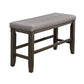 Wooden Counter Height Bench With Fabric Upholstered Seat, Brown And Gray By Benzara | Benches | Modishstore