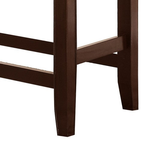 Wooden Counter Height Bench With Leatherette Seat, Brown By Benzara | Benches | Modishstore - 3