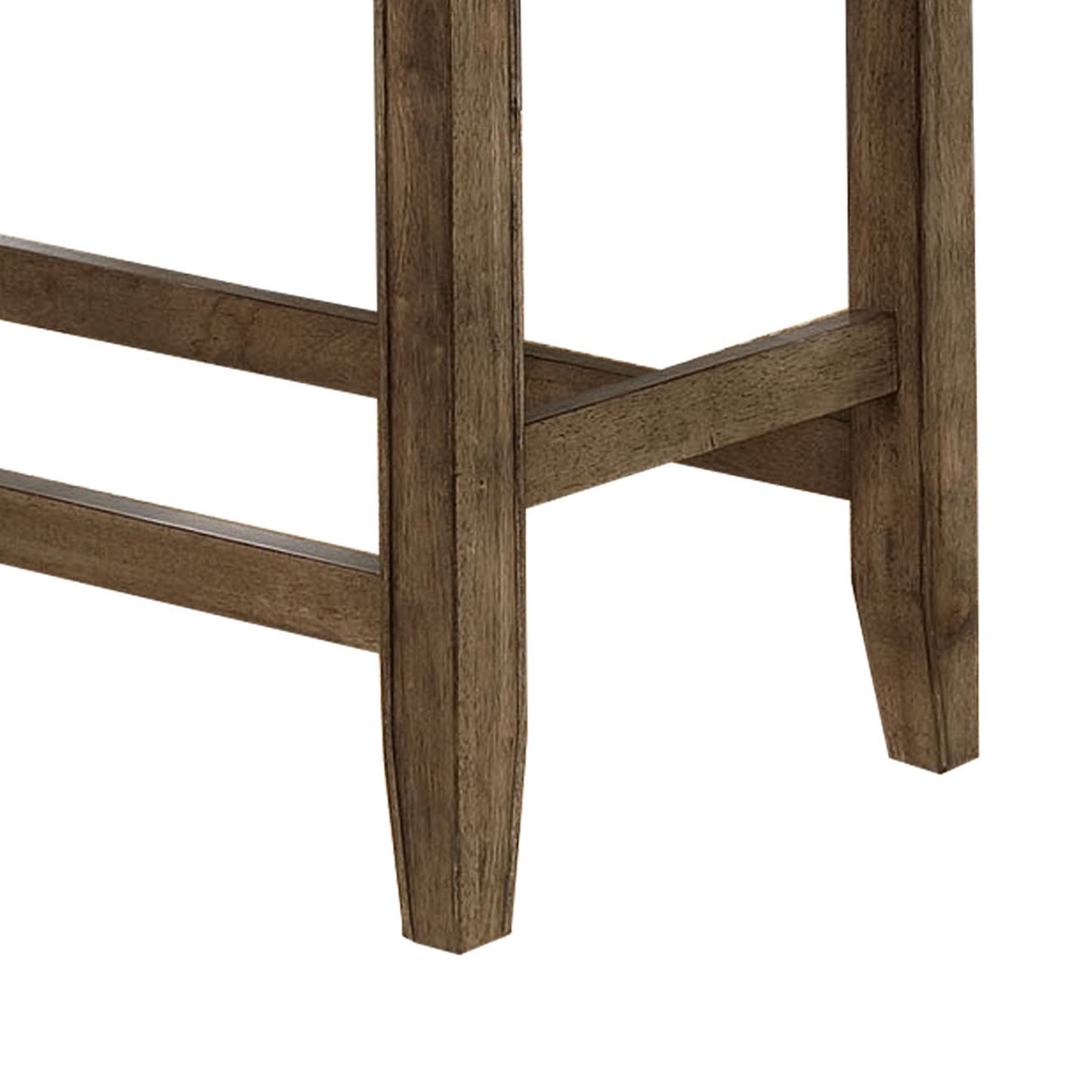 Counter Height Wooden Bench With Fabric Upholstered Seat, Brown And Gray By Benzara | Benches | Modishstore - 3