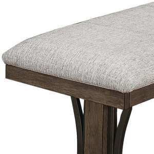 Counter Height Fabric Upholstered Bench With Trestle Base, Brown And Gray By Benzara | Benches |  Modishstore  - 5