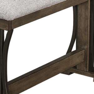 Counter Height Fabric Upholstered Bench With Trestle Base, Brown And Gray By Benzara | Benches |  Modishstore  - 3