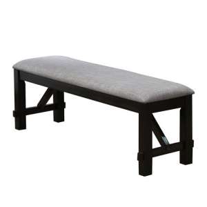 Dual Tone Fabric Upholstered Bench With Block Legs, Black And Light Gray By Benzara | Benches |  Modishstore  - 6