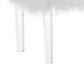 Contemporary Bench With Faux Fur Seat And Acrylic Legs, White And Clear By Benzara | Benches |  Modishstore  - 3