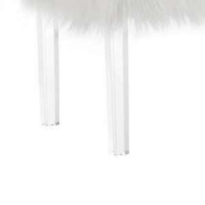 Contemporary Bench With Faux Fur Seat And Acrylic Legs, White And Clear By Benzara | Benches |  Modishstore  - 3