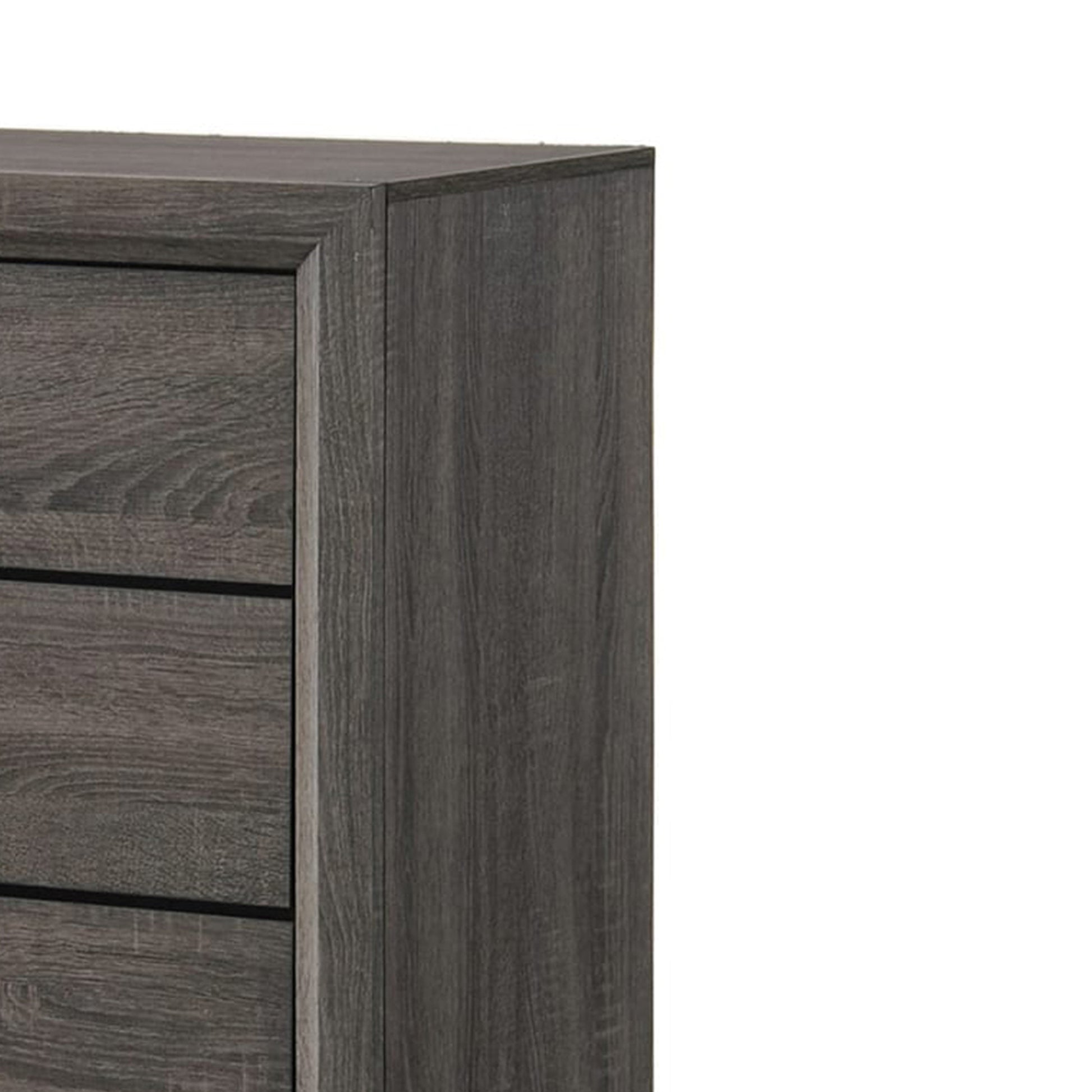 5 Drawer Transitional Chest With Chamfered Feet And Curved Handles, Gray By Benzara | Cabinets | Modishstore - 2