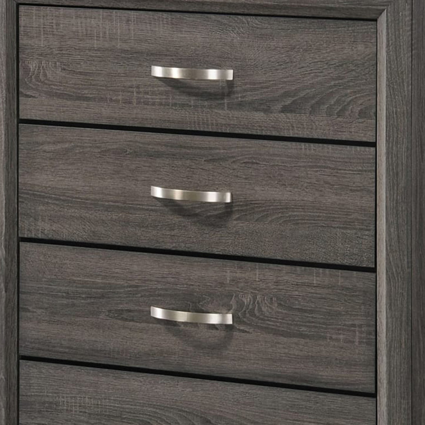 5 Drawer Transitional Chest With Chamfered Feet And Curved Handles, Gray By Benzara | Cabinets | Modishstore - 3