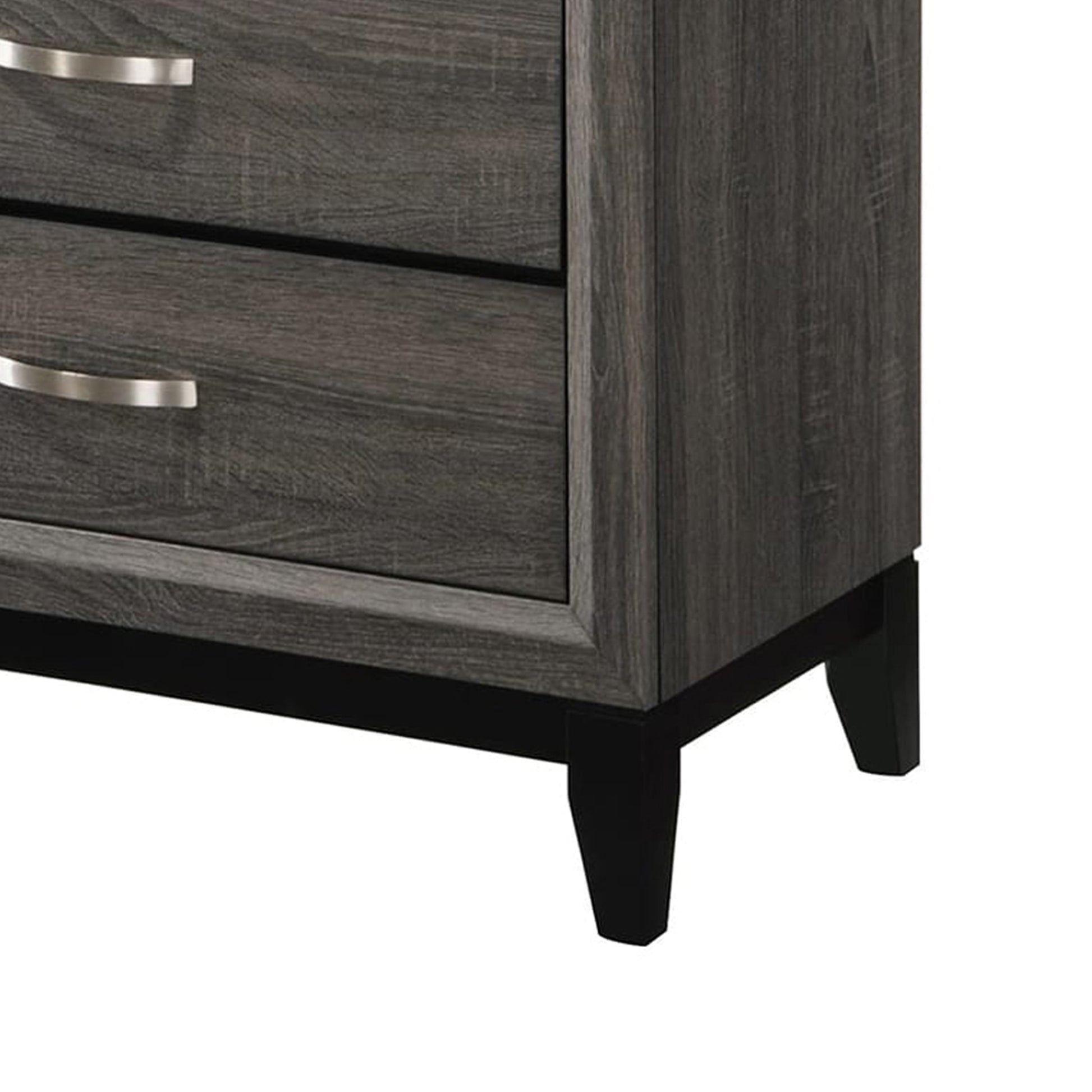 5 Drawer Transitional Chest With Chamfered Feet And Curved Handles, Gray By Benzara | Cabinets | Modishstore - 4