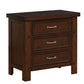Wooden Nightstand With Three Storage Drawers And Grain Details, Brown By Benzara | Nightstands | Modishstore