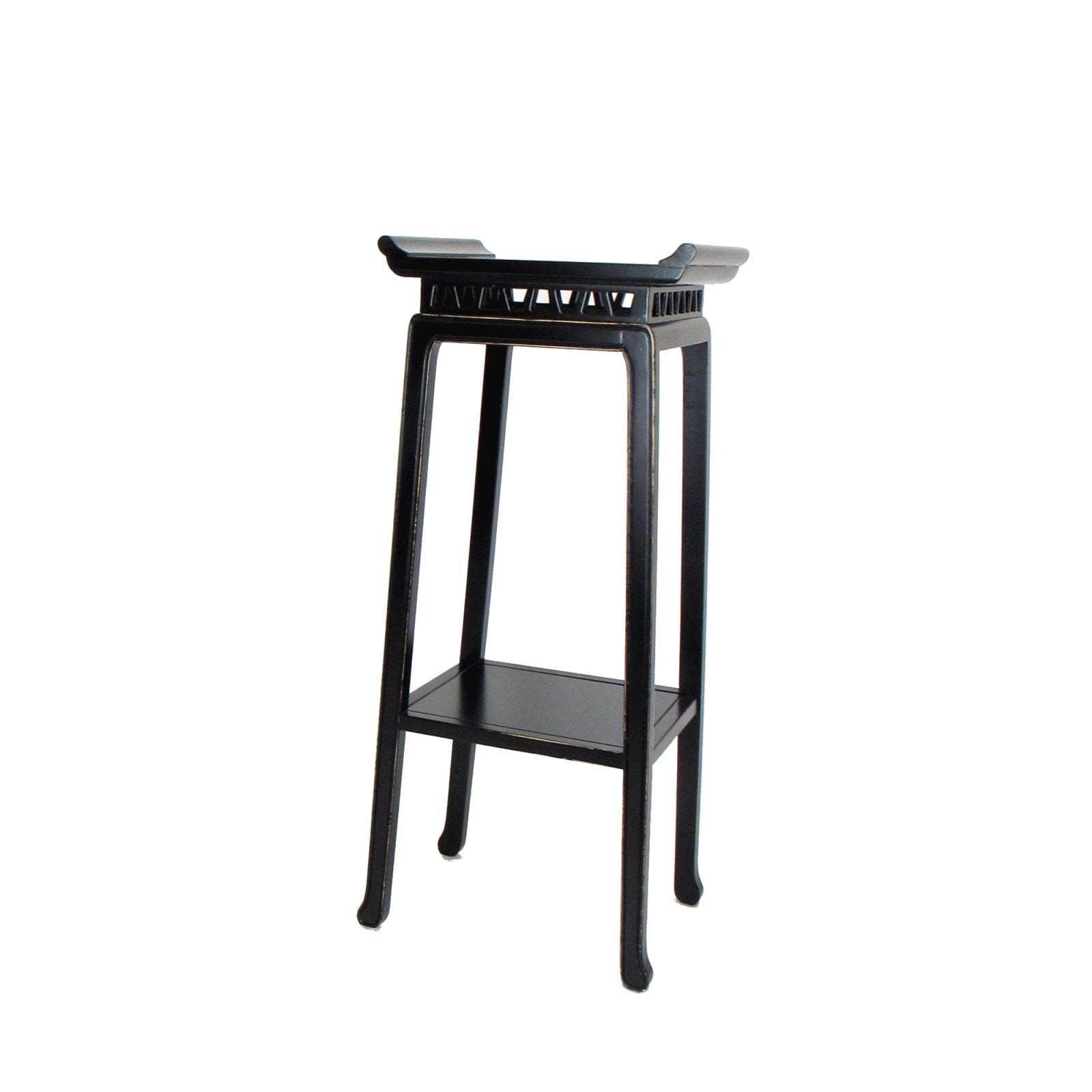 Wooden Pedestal Stand With Open Bottom Shelf, Antique Black By Benzara | Side Tables |  Modishstore 
