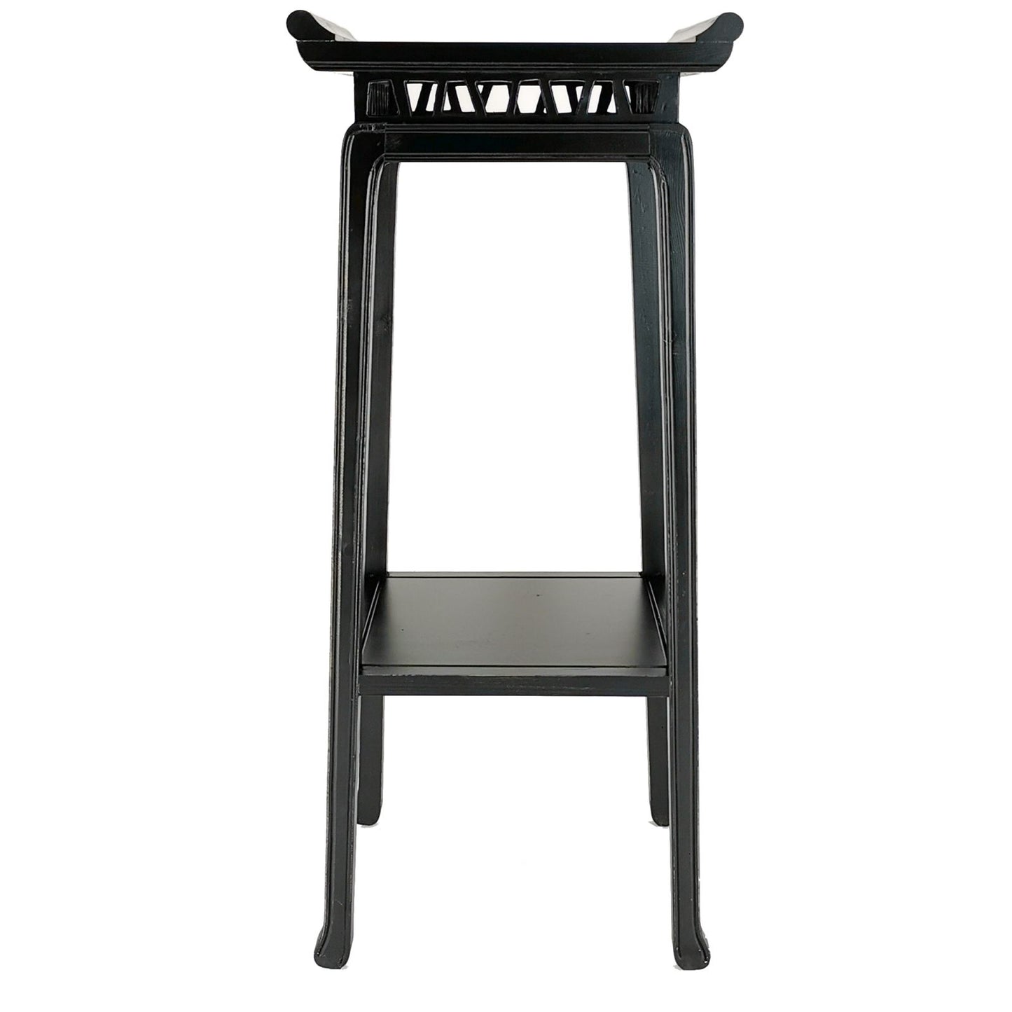 Wooden Pedestal Stand With Open Bottom Shelf, Antique Black By Benzara | Side Tables |  Modishstore  - 4