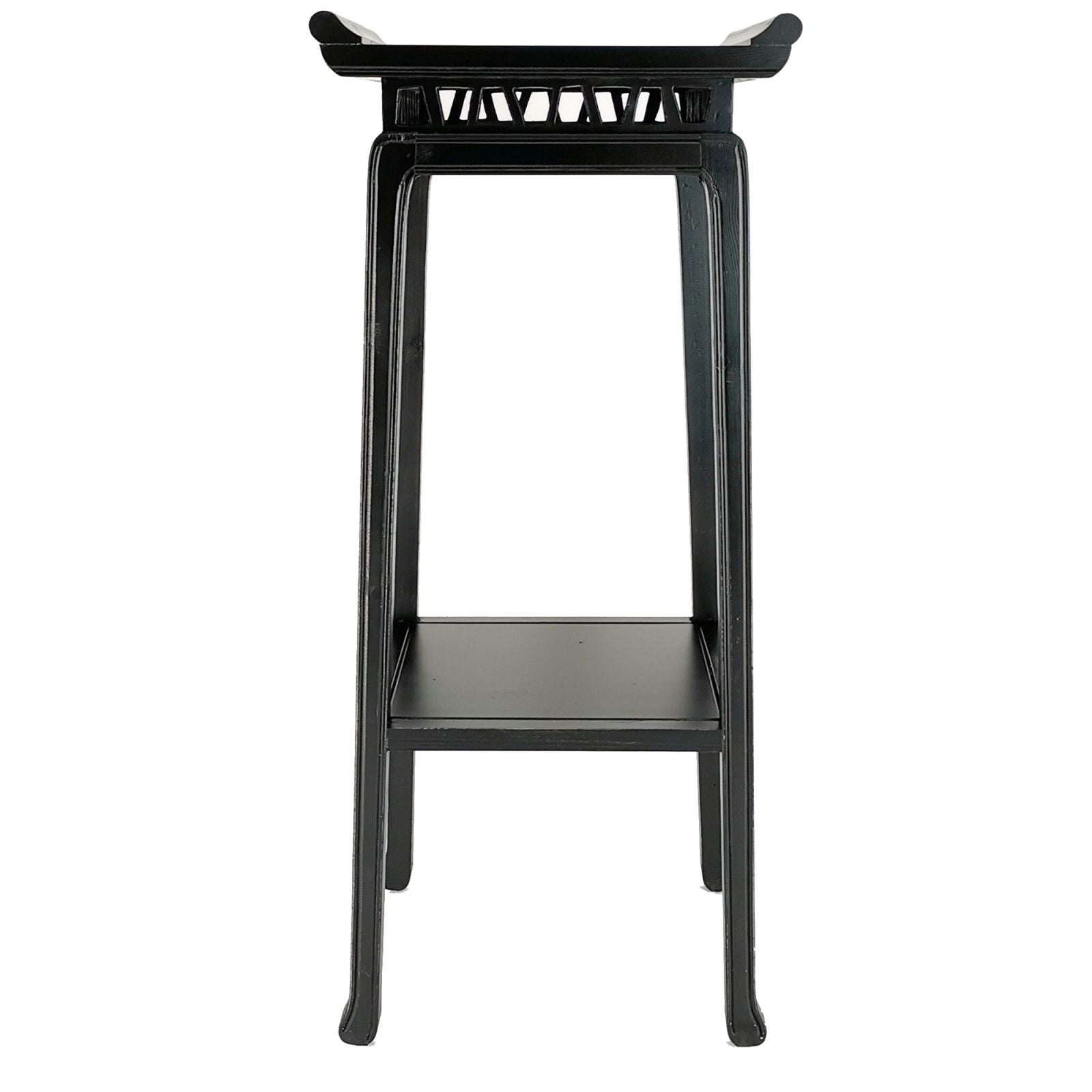 Wooden Pedestal Stand With Open Bottom Shelf, Antique Black By Benzara | Side Tables |  Modishstore  - 4