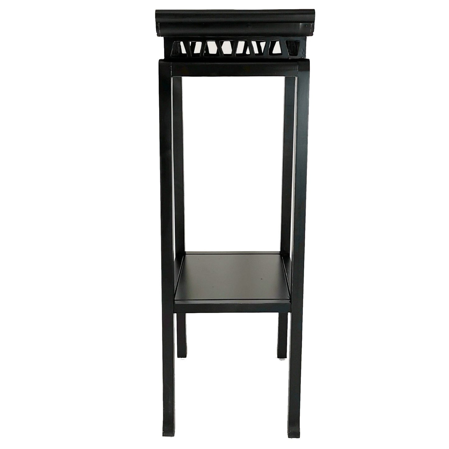 Wooden Pedestal Stand With Open Bottom Shelf, Antique Black By Benzara | Side Tables |  Modishstore  - 3