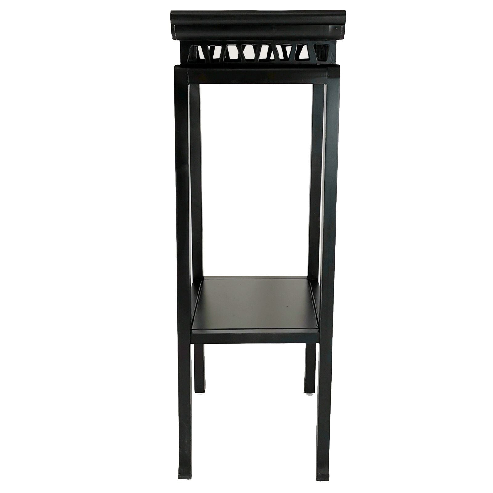 Wooden Pedestal Stand With Open Bottom Shelf, Antique Black By Benzara | Side Tables |  Modishstore  - 3