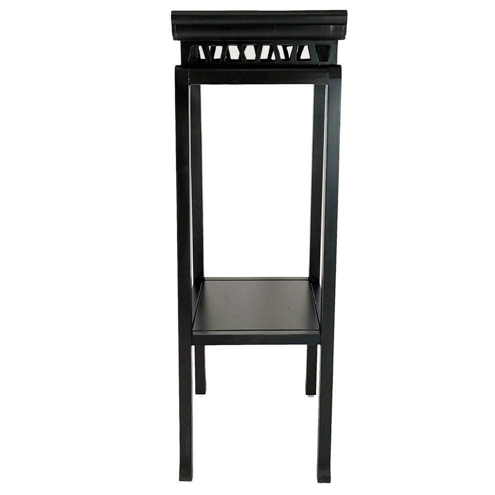 Wooden Pedestal Stand With Open Bottom Shelf, Antique Black By Benzara | Side Tables |  Modishstore  - 3