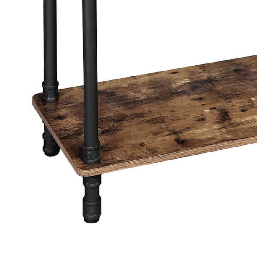 Wood And Metal Frame Console Table With Open Bottom Shelf, Rustic Brown By Benzara | Console Tables |  Modishstore  - 3