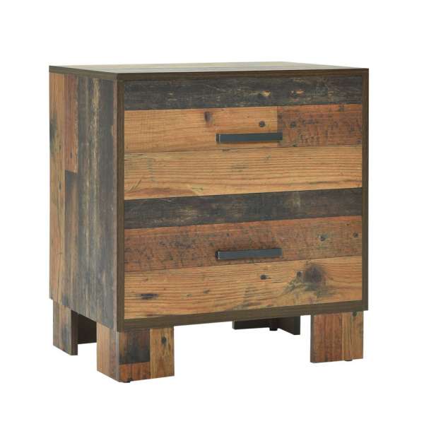 2 Drawer Rustic Nightstand With Nails And Grain Details, Dark Brown By Benzara | Nightstands |  Modishstore 