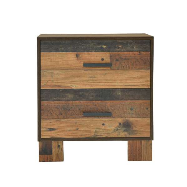 2 Drawer Rustic Nightstand With Nails And Grain Details, Dark Brown By Benzara | Nightstands |  Modishstore  - 5