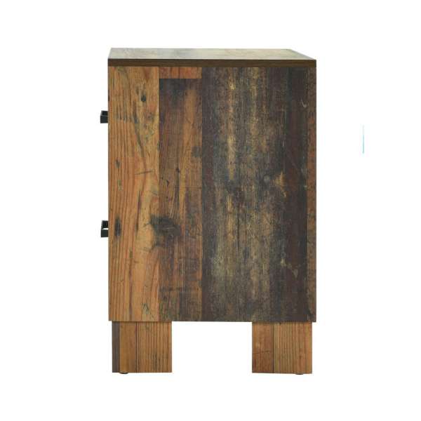 2 Drawer Rustic Nightstand With Nails And Grain Details, Dark Brown By Benzara | Nightstands |  Modishstore  - 4