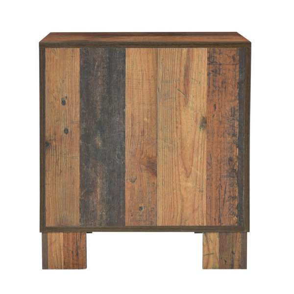 2 Drawer Rustic Nightstand With Nails And Grain Details, Dark Brown By Benzara | Nightstands |  Modishstore  - 3