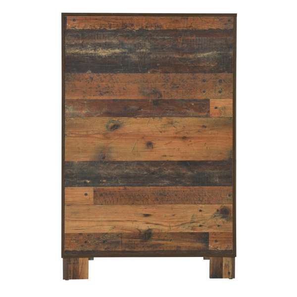 5 Drawer Rustic Chest With Nails And Grain Details, Dark Brown By Benzara | Drawers |  Modishstore  - 5