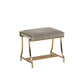 Channel Tufted Fabric Vanity Stool With Metal Legs, Gray And Gold By Benzara | Stools |  Modishstore 