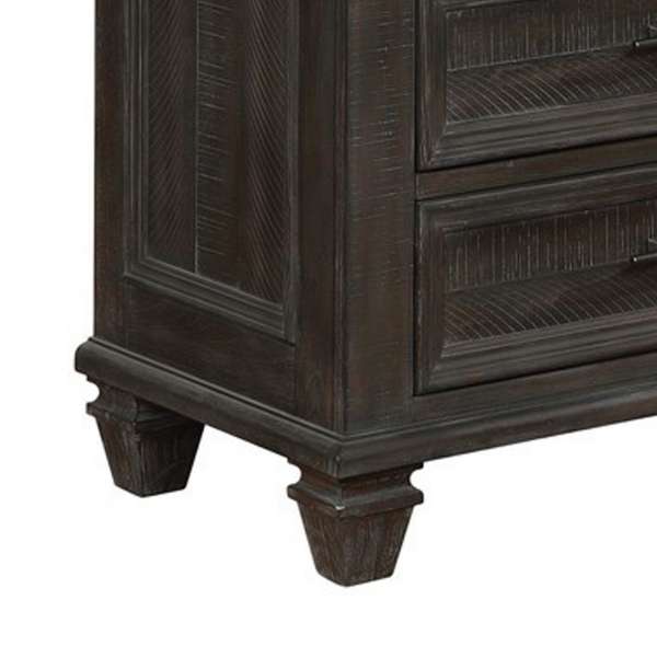 Planked Rough Hewn Saw Texture 3 Drawer Nightstand With Metal Handle, Gray By Benzara | Nightstands |  Modishstore  - 3
