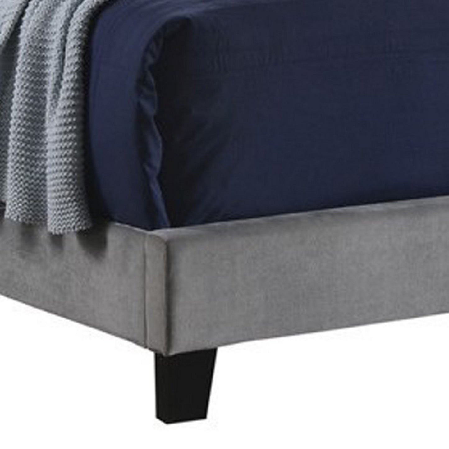 Fabric Upholstered Queen Size Bed With Scroll Headboard Design, Gray By Benzara | Beds | Modishstore - 2